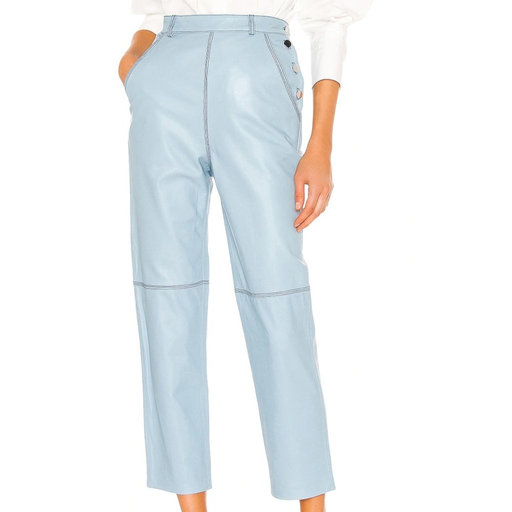 Song of Style Bruni Leather Pants in Pale Blue NWOT Size Small